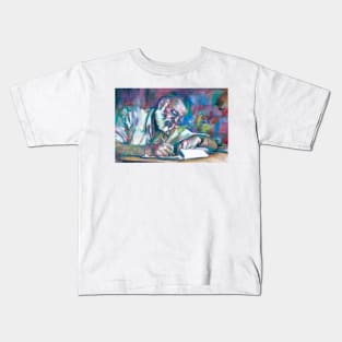 ERNEST HEMINGWAY writing - watercolor portrait Kids T-Shirt